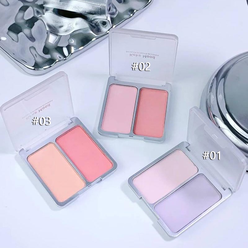 رژگونه دو رنگ Keke Mood مدل Bicolor Powder Blusher با بافت پودری و جلوه طبیعی