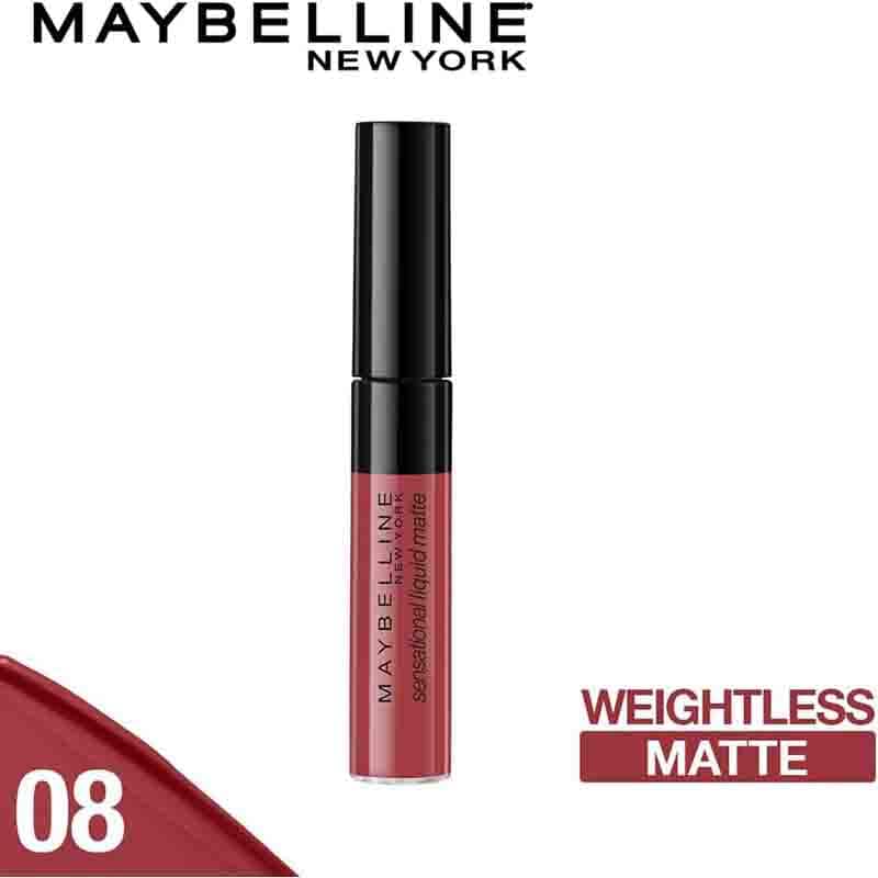 121 رژ لب مایع مات Maybelline Sensational Liquid Matte Lipstick 08 Sensationally Me – 7ml