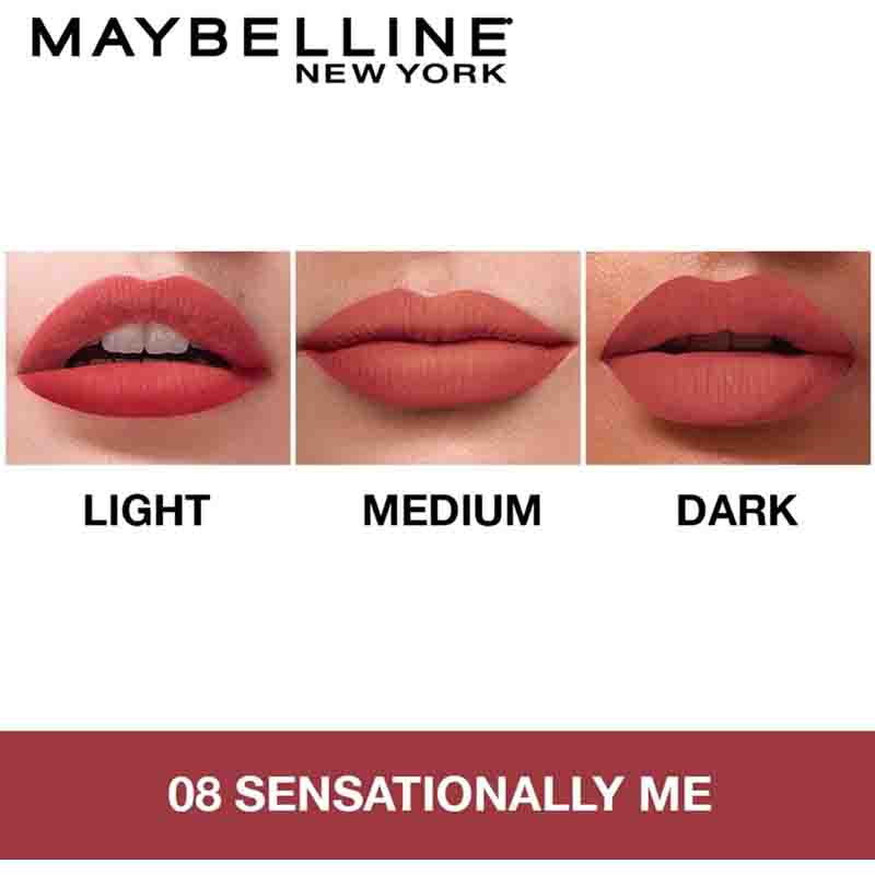 121 رژ لب مایع مات Maybelline Sensational Liquid Matte Lipstick 08 Sensationally Me – 7ml
