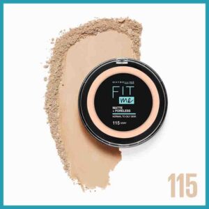 122پنکک فشرده Maybelline Fit Me Matte & Poreless Powder Foundation 115 Ivory – 54g