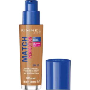 57 کرم‌پودر Rimmel Match Perfection Moisturizing – شماره 402 Bronze (30ml)