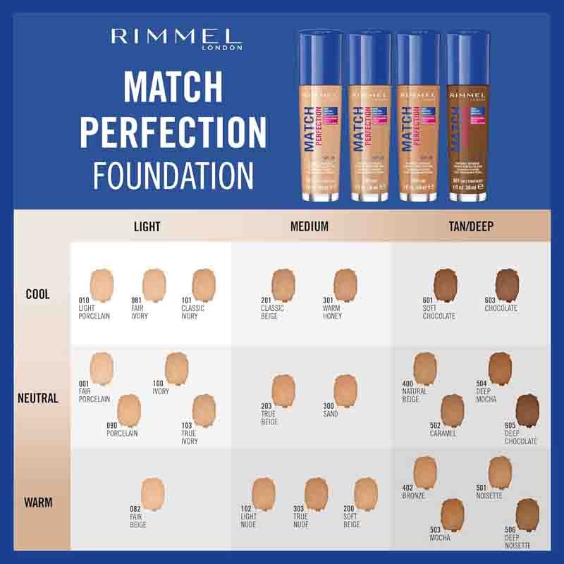 57 کرم‌پودر Rimmel Match Perfection Moisturizing – شماره 402 Bronze (30ml)